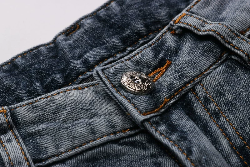 Thương hiệu thời trang ăn mày rách quần jeans nam mùa hè mỏng phần chân thon dài xu hướng quần dài màu xám nhạt - Quần jean