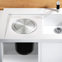 304 embedded stainless steel trash bin Table shake cover cover cover household kitchen toilet cabinet round