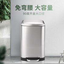 Kitchen trash bin household stainless steel living room with cover foot on large commercial hotels large-capacity anti-smell dumpster