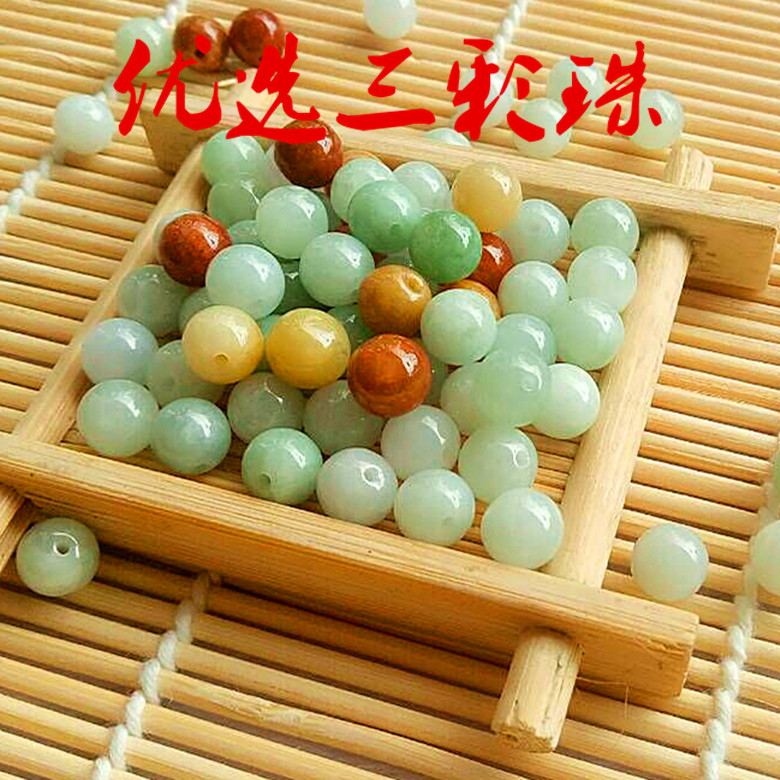 Jade scattered beads a goods Myanmar natural ice species preferred three-color jade beads sweater chain necklace hand beads