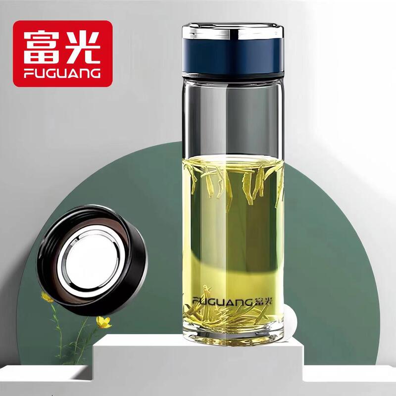 Fuguang Single-Layer Glass Cup, Thickened, Large Capacity, Portable, Men's Tea Brewing Transparent Cup