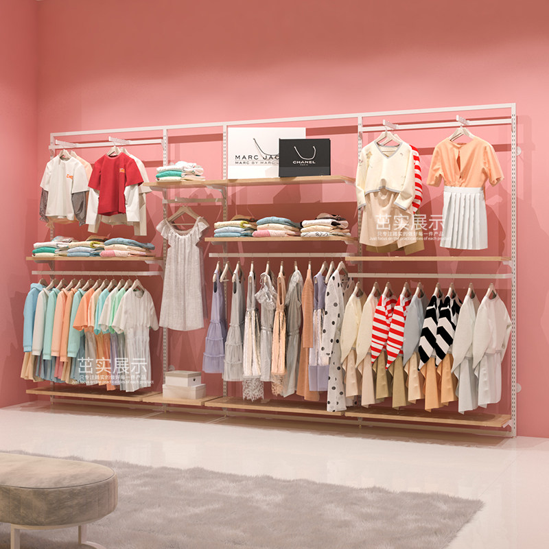 Clothing Store Furniture Landing Bag Rack Bilayer Show Shelf Floor Iron Art Shelf Clothes Shelves Upper Wall Clothing Racks-Taobao