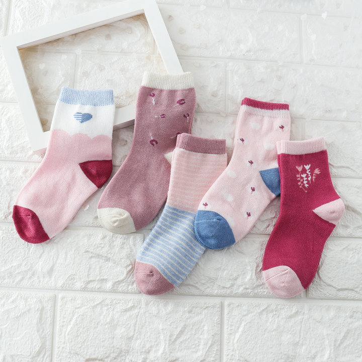 Vớ nữ cho bé 2018 mùa xuân và mùa thu mẫu bé gái 2-3456 tuổi bé gái vớ cotton trong vớ ống phiên bản Hàn Quốc dễ thương tất bé trai 6 tuổi