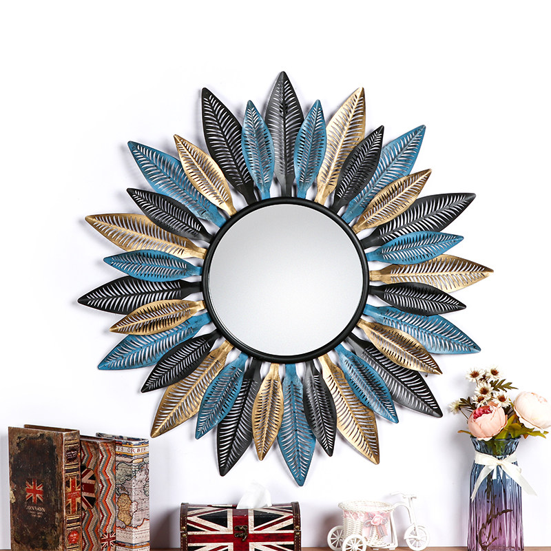 European-style hotel sofa background wall hanging creative porch wall decoration mirror makeup mirror living room wrought iron wall decoration