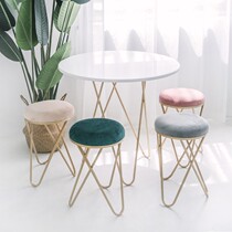Modern Creative Minima Round Iron Art Suede Small Bench Nordic Wind Bedroom Rooms Floor Practical Furnishing Accessories