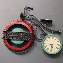 Retro Wine Bottle Cap Decoration Watch Children Room Home Adornment Pendant Creative Individuality Iron Art Bike Hanging Clock