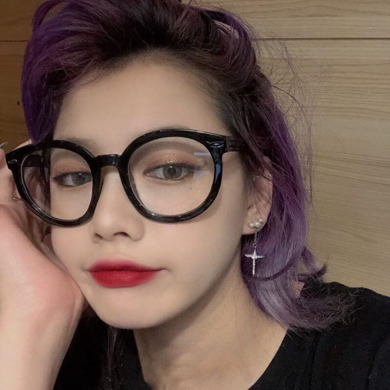 Black frame glasses female GM vegan large frame discoloration anti-blue light radiation black coarse frame myopia-worthy degree mesh red frame