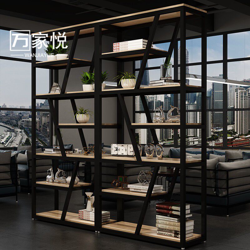 Wanjiayue American loft industrial style front entrance multi-layer partition shelf bookshelf simple studio