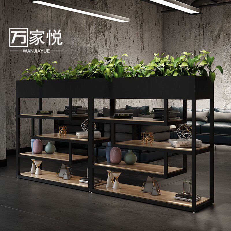 Wanjiayue industrial style wrought iron partition rack cafe dining room floor creative decorative flower trough shelf multi-layer