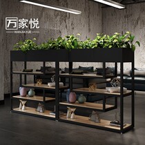 Wanjiayue Industrial wind Wrought iron partition shelf Cafe restaurant floor-to-ceiling creative decorative flower groove shelf Multi-layer