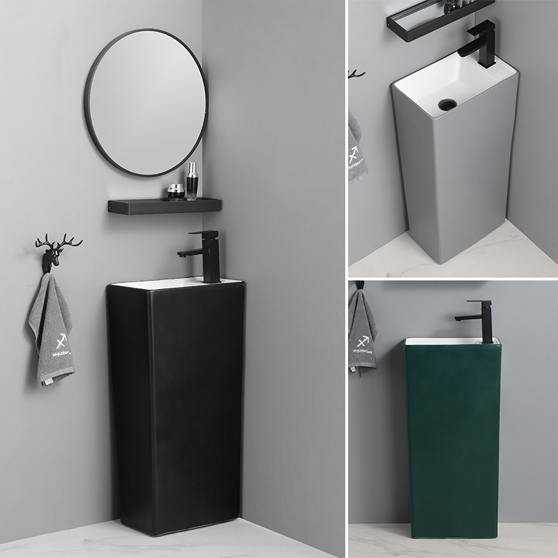 Van Sin Mate Black Ceramic Floor-style Pillar-shaded Balcony Toilet Integrated Balcony