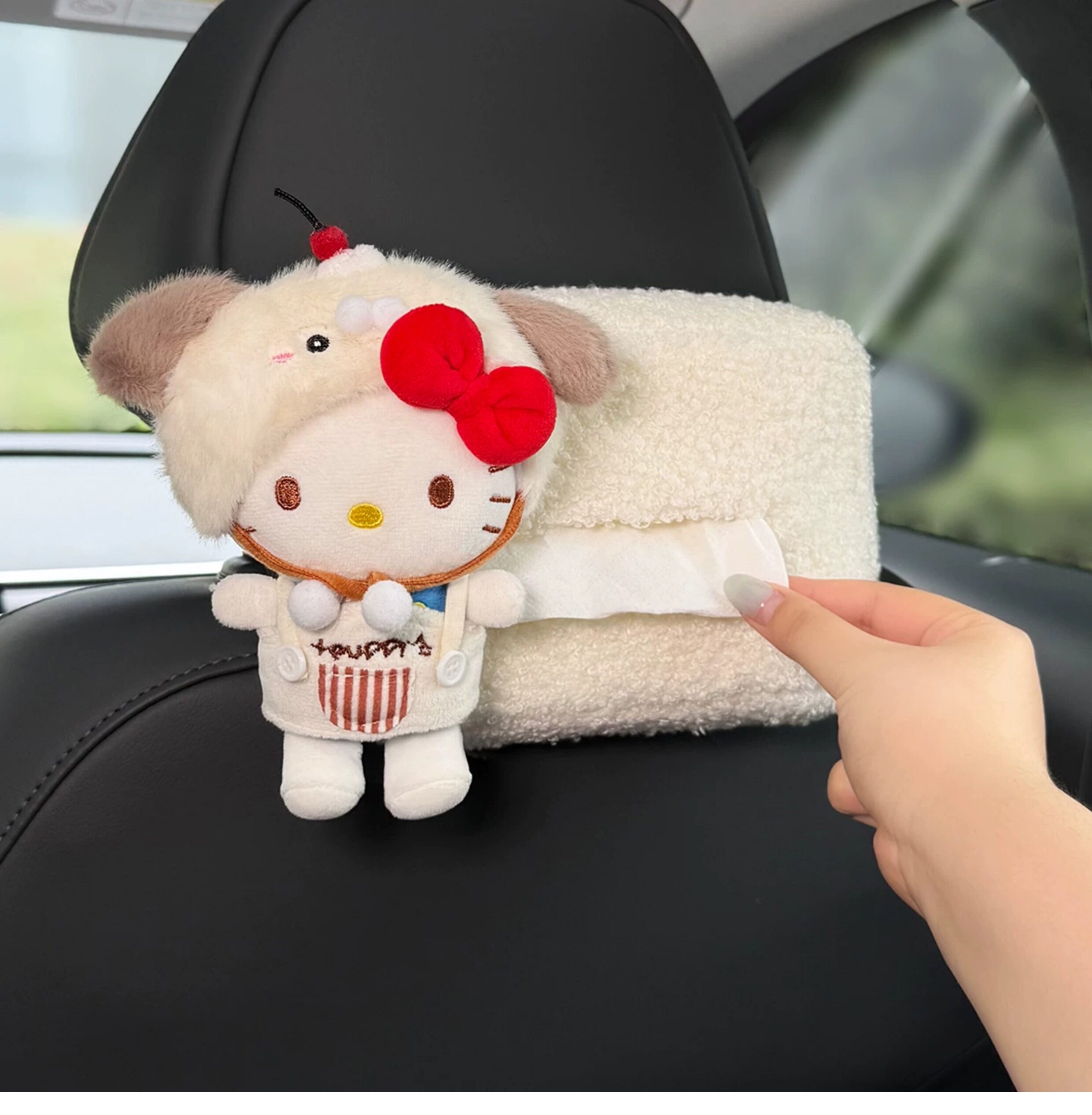 Cute Kitty Car Tissue Box 2026 New Model, Hanging on the Rear Headrest, High-end Style for Women