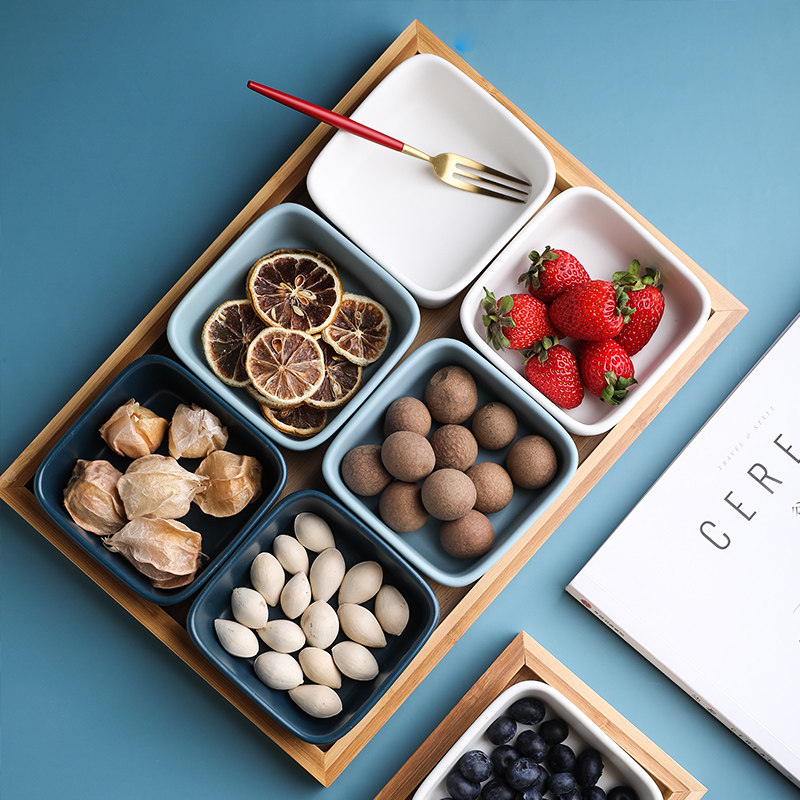 Sheri Nordic wind ceramic Sub-disc snacks disc nut tray Dried Fruit Pan Sauce Pan Home Fruit Snack Parquet