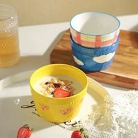 舍里 Высокая ценная керамическая рисовая чаша Небольшая миска с домашним йогуртовым десертом милая девочка Сердце жареная чаша фруктовые салат миска