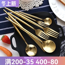 Sherry Noble 18K gold-plated stainless steel Western tableware set gift steak knife fork spoon coffee spoon spoon spoon