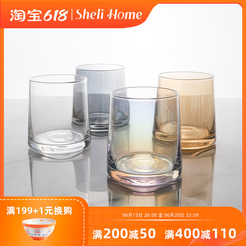 Sheri Japanese colorful glass whiskey glass water cup teacup milk tea beverage juice cup crystal cup