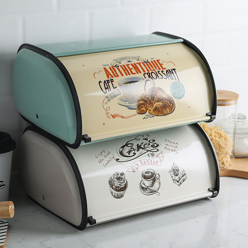 Sheri American Fields Garden Retro Tin Bread Box Flip Baking Bread Box Biscuit Snack containing box finishing box