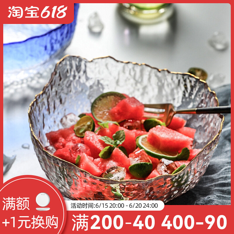 Sheri style creative irregular large number glass bowl vegetable water fruit pan salad bowl soup bowl snack dessert bowl