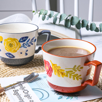 Sherry four seasons underglaze ceramic mug Office household tea cup Water cup Breakfast coffee milk cup