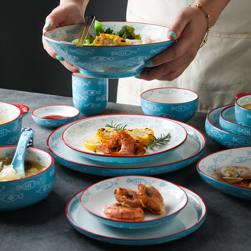 Sherry Day Style Cute Ceramic Cutlery Rice Bowl single baking tray Bowl Soup Bowl Bone Disc Flat Disc Steak Pan Spoon