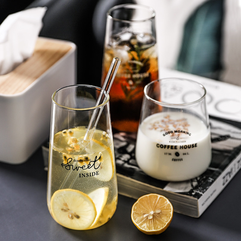 Sherins Nordic minimalist glass cups Home Big belly Cup Milk Juice Cups Coffee Cup Mousse Cups