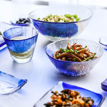 Sheri Style Creativity Bicolor Glass Home Cutlery Fruit Salad Bowl Sweet bowl Jam Dish Snack long disc Q