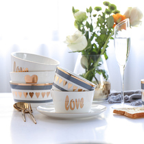 Shery refined creative love series Phnom Penh Ceramic dishes Dish Rice Fruit Salad Sweet bowl Home Q
