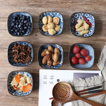 Sheri Japanese style green flower ceramic cutlery printed square bowl cool vegetable sauce dish rice rice bowl salad bowl small dish dish