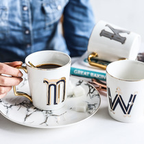 Sheri Nordic Wind Delicate Alphabet Cups Ceramic Mark Cup Sketching Gold Side Coffee Cup Lovers Breakfast Water Cup Tea Cup