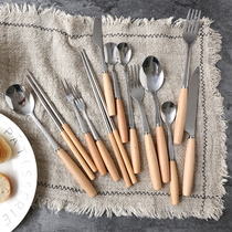 Sherry beech handle stainless steel knife and fork tableware Western steak knife and fork Coffee dessert spoon Fruit fork chopsticks