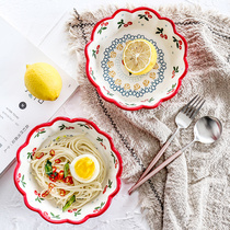 Sheri Cherry Hand-painted Ceramic Small Bowl Rice Bowl Fruit Salad Bowl Sweet Snack Bowl sauce Saucer Dish Baby Coveting Bowl