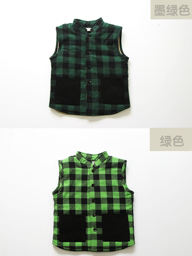 Áo cotton cho bé trai mùa đông bé gái và bé gái cotton cotton kẻ sọc đứng cổ áo trẻ em mặc áo khoác vest dày thoi trang tre em