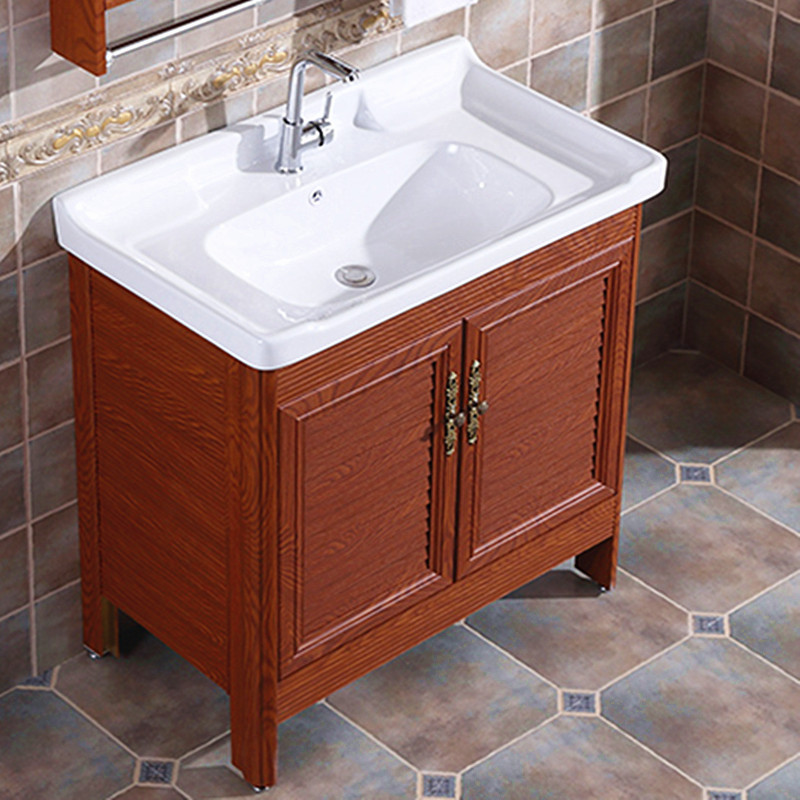 Space aluminum bathroom wash cabinet combination Floor-to-ceiling ceramic washbasin Wash basin Mirror cabinet Powder room balcony wash basin