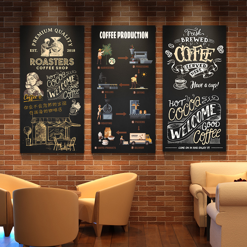 Cafe Decorative Painting Leisure Bar Personalized Creative Industrial Style Blackboard Painting Dining Bar Wall Cafe Mural Hanging Painting