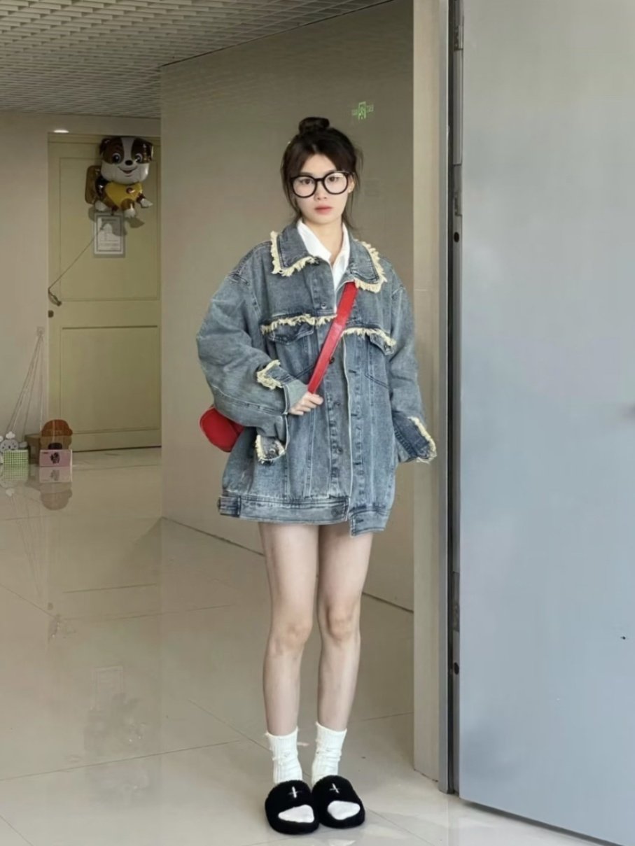 American Retro Washed Blue Denim Jacket Woman Design Sensation Small Crowdsize Spring Autumn New Casual Blouse-Taobao