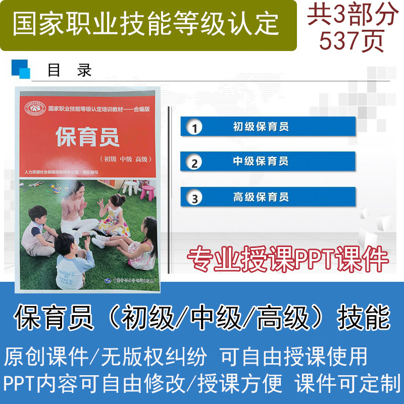 保育员实操技能培训PPT课件资料保育初中高级配套定制教学模型