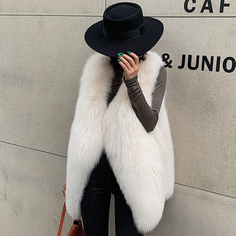 2022 new Haining imported whole leather fox fur vest young jacket women's mid-length Korean vest