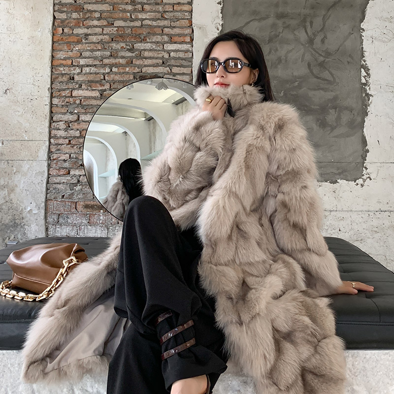 2021 new fox fur short fur coat young real fur fried street mid-length women's long coat winter