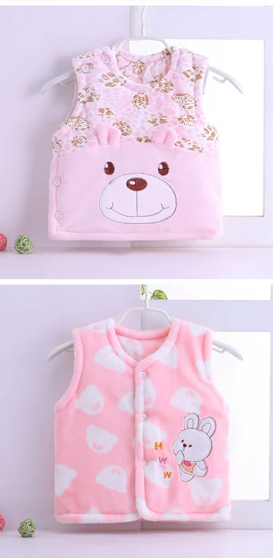 Áo vest sơ sinh dày nhung nhung vest mùa thu đông nam nữ bé cộng với áo cotton trẻ em vest ấm