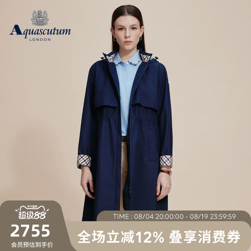 Aquascutum/Yageshidan Spring and Summer New Women's Slim-Fit Casual Commuter Hooded Trench Coat with a Stylish Look Aquascutum/Yageshidan Spring and Summer New Women's Slim-Fit Casual Commuter Hooded Trench Coat with a Stylish Look