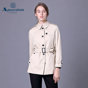Aquascutum/雅格狮丹女士经典风衣单排扣短款大衣时尚外套