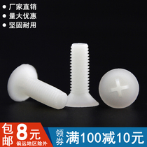 Nylon sunk head plastic screw white flat head cross nylon screw insulated plastic screw M2 5M3-M8