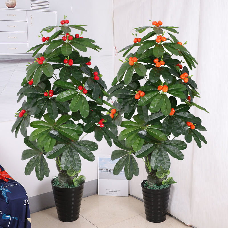 Fake Tree Hair Treasure Tree Plastic Fake Flowers Indoor Large Floor Simulation Green Plant Living Room Decoration Potted Flowers Art Plant Fire Crane Flowers