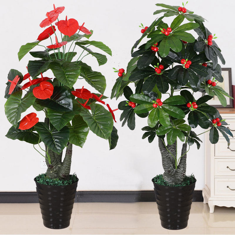 Fake Tree Emulation Green Planting Hair Treasure Tree Fake Flower Living Room Decoration Large Landing Plant Indoor Pendulum Simulation Tree Bonsai