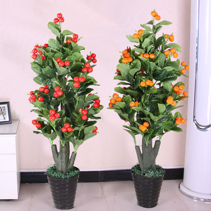 Fruit tree simulation green plant false tree living room floor decoration simulation plant indoor bonsai planting fake flower pendulum pieces to make a fortune