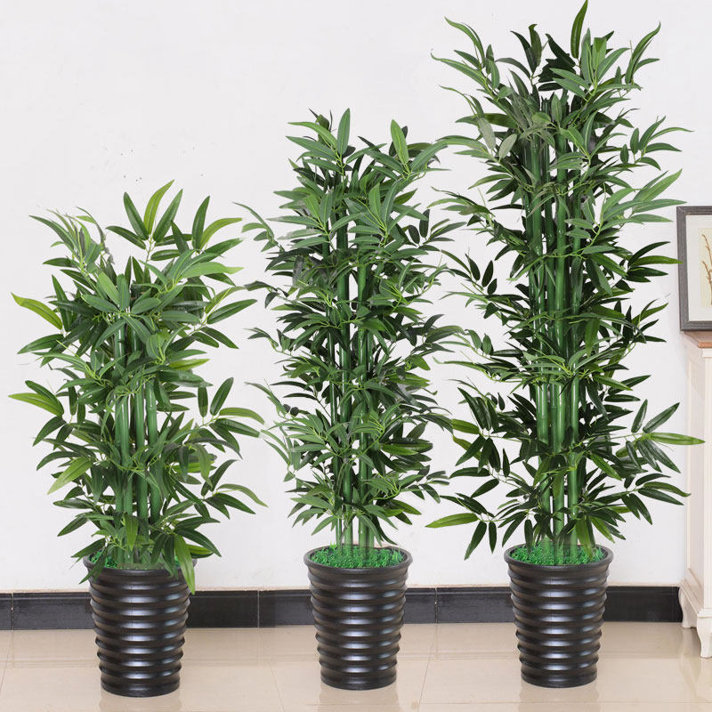Simulation fortune bamboo indoor living room Hotel decoration Simulation green plants Home floor-to-ceiling fake flower pot scene potted fake bamboo