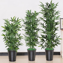 Simulation fortune bamboo indoor living room Hotel decoration Simulation green plant home floor-to-ceiling fake flower pot scene potted fake bamboo