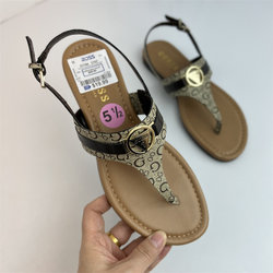 ສິນຄ້າເອີຣົບລາຄາແພງ <Sicily> Peng stall old flower material flip-flops sandals retro small wedge heel Roman sandals