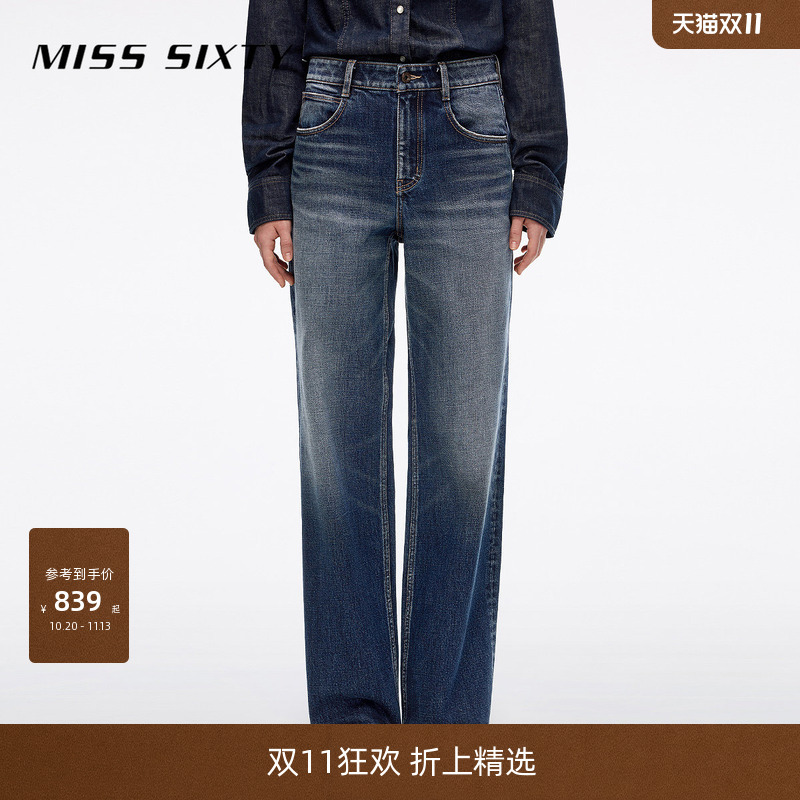Miss Sixty2026 New Autum Jeans for Women, Mid-Waist, Retro, Distressed, Whiskered, Casual Straight-Leg Pants Miss Sixty2026 New Autum Jeans for Women, Mid-Waist, Retro, Distressed, Whiskered, Casual Straight-Leg Pants