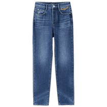 Miss Sixty with cashmere jeans female button retro dark blue grinding straight drum pants